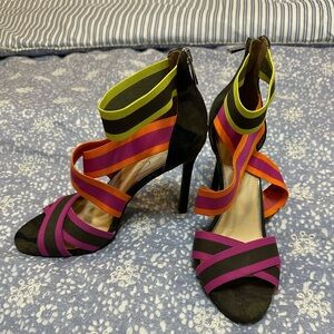 Jessica Simpson Multicolor Camo Strappy Heels